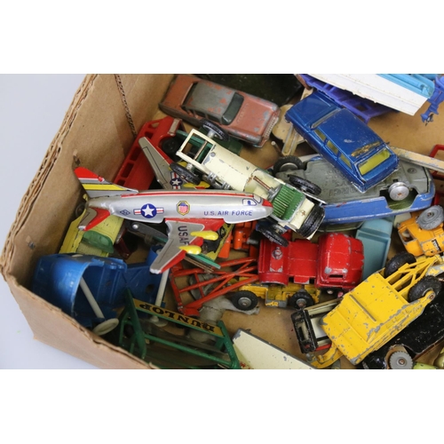 515 - Quantity of mid 20th C play worn diecast models to include Matchbox Lesney and Corgi, features Trian... 