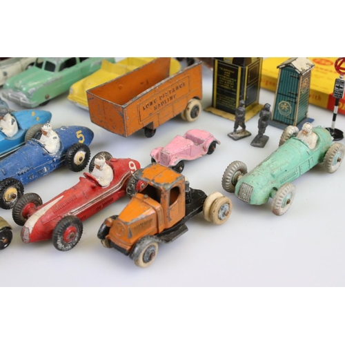 521 - 24 Mid 20th play worn diecast models to include Dinky and Tootsie Toys  plus a boxed Dinky 756 Lamp ... 