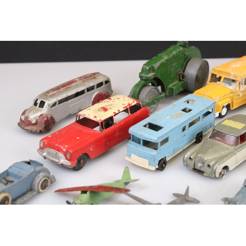 521 - 24 Mid 20th play worn diecast models to include Dinky and Tootsie Toys  plus a boxed Dinky 756 Lamp ... 