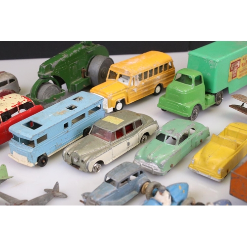 521 - 24 Mid 20th play worn diecast models to include Dinky and Tootsie Toys  plus a boxed Dinky 756 Lamp ... 