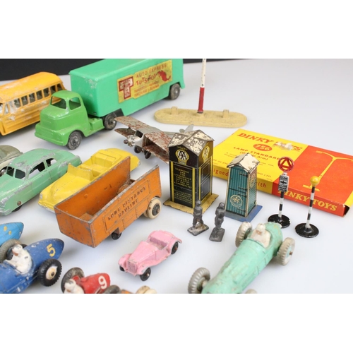 521 - 24 Mid 20th play worn diecast models to include Dinky and Tootsie Toys  plus a boxed Dinky 756 Lamp ... 