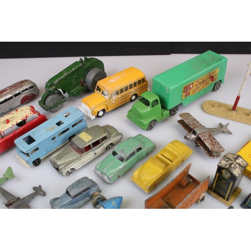 521 - 24 Mid 20th play worn diecast models to include Dinky and Tootsie Toys  plus a boxed Dinky 756 Lamp ... 