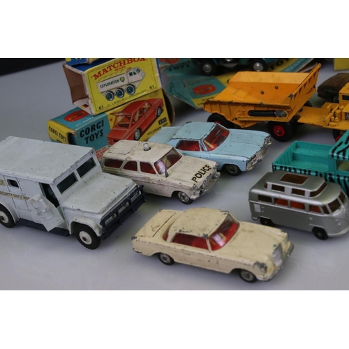 526 - 13 Mid 20th C play worn diecast models to include a boxed Corgi 266 Chitty Chitty Bang Bang (no chil... 