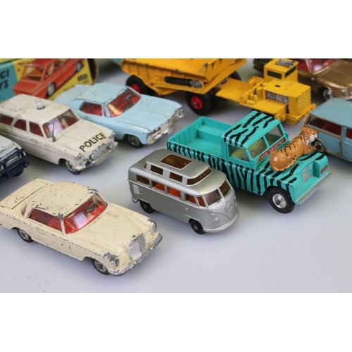 526 - 13 Mid 20th C play worn diecast models to include a boxed Corgi 266 Chitty Chitty Bang Bang (no chil... 