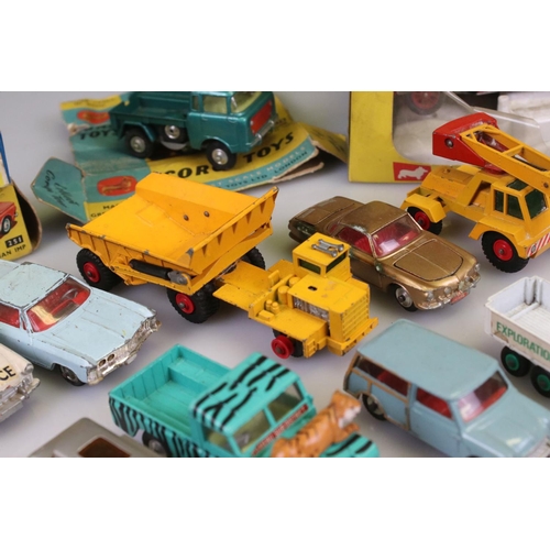 526 - 13 Mid 20th C play worn diecast models to include a boxed Corgi 266 Chitty Chitty Bang Bang (no chil... 