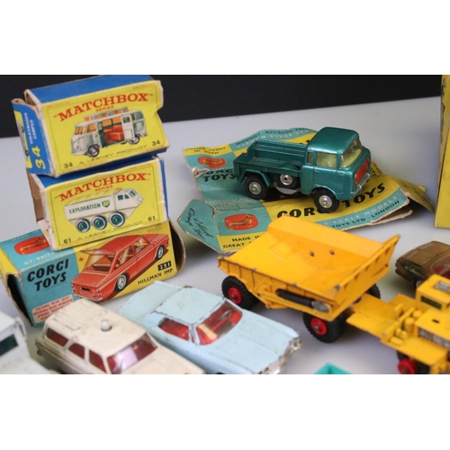 526 - 13 Mid 20th C play worn diecast models to include a boxed Corgi 266 Chitty Chitty Bang Bang (no chil... 