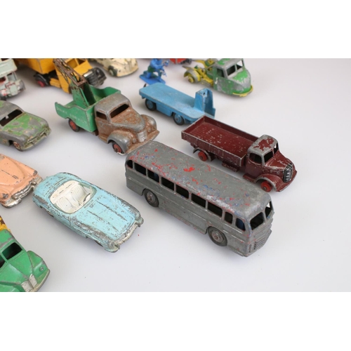 529 - 17 Mid 20th C diecast models, heavily play worn, mainly Dinky examples plus a play worn tin plate Da... 