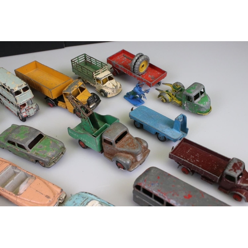 529 - 17 Mid 20th C diecast models, heavily play worn, mainly Dinky examples plus a play worn tin plate Da... 