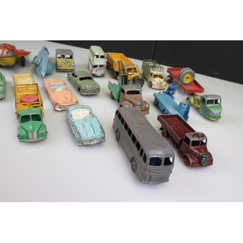 529 - 17 Mid 20th C diecast models, heavily play worn, mainly Dinky examples plus a play worn tin plate Da... 