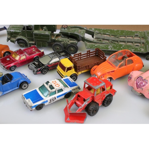 530 - Quantity of vintage play worn diecasts and plastic models to include Dinky, Corgi, No Rev, Lledo etc