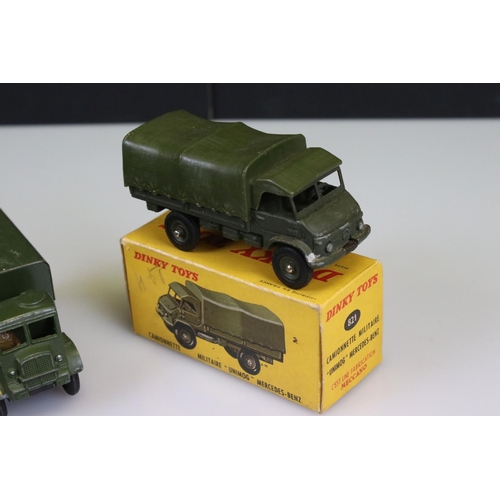 531 - Boxed French Dinky 821 Unimog Mercedes Benz diecast (diecast gd with some paint loss, box gd) plus 1... 