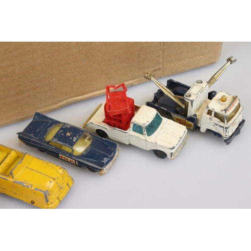 535 - Collection of mid 20th C onwards play worn diecast models to include Mathcbox, Tootsie Toys, Corgi, ... 