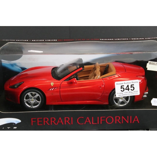 545 - Two boxed ltd edn Hot Wheels Mattel Ferrari Elite 1:18 diecast models to include N2054 (loose windsc... 