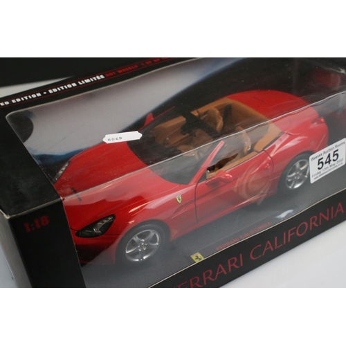 545 - Two boxed ltd edn Hot Wheels Mattel Ferrari Elite 1:18 diecast models to include N2054 (loose windsc... 