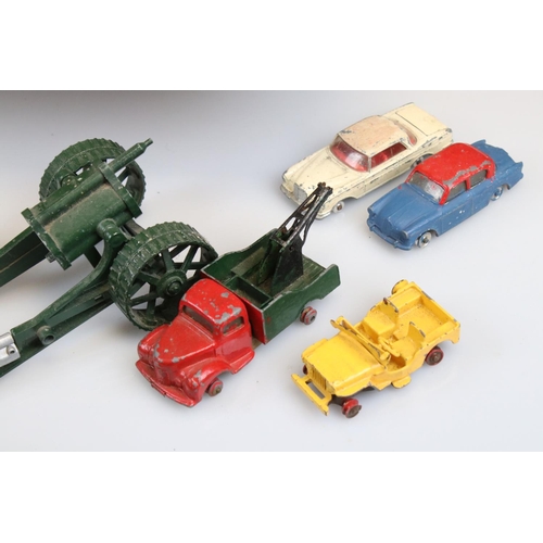 551 - Large quantity of heavily play worn mid 20th C diecast models to include Corgi & Dinky featuring com... 