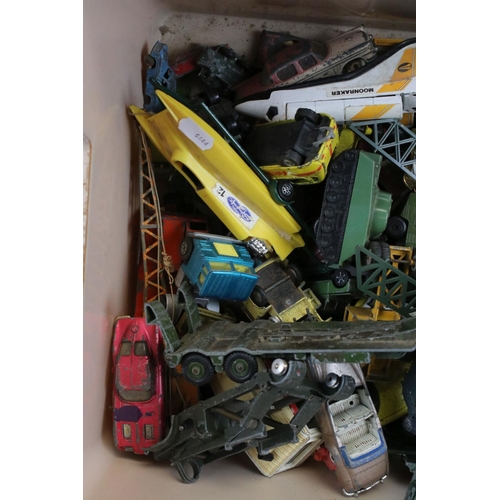 551 - Large quantity of heavily play worn mid 20th C diecast models to include Corgi & Dinky featuring com... 