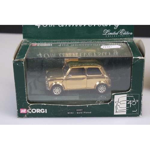 555 - Two boxed Corgi ltd edn 40th Anniversary 04501 Mini Gold Plated models, models excellent, outer boxe... 