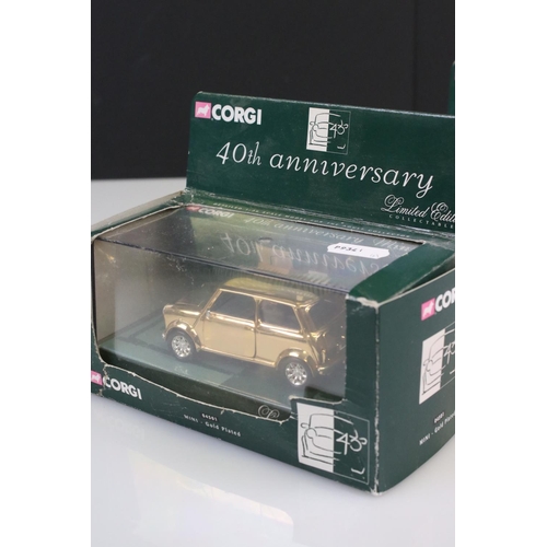 555 - Two boxed Corgi ltd edn 40th Anniversary 04501 Mini Gold Plated models, models excellent, outer boxe... 