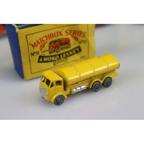 557 - Five boxed Matchbox Lesney 75 Series diecast models to include 6 with orange cab and grey tipper (mi... 