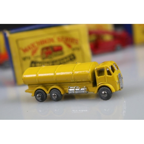 557 - Five boxed Matchbox Lesney 75 Series diecast models to include 6 with orange cab and grey tipper (mi... 