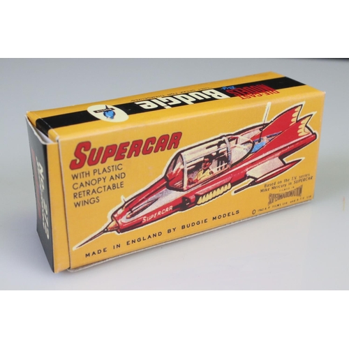 562 - Budgie No 272 Supercar diecast model, showing play wear, with Mike Mercury figure, contained with a ... 