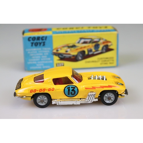 563 - Boxed Dinky 337 Customized Chevrolet Corvette Sting Ray in yellow, diecast and decals excellent, box... 