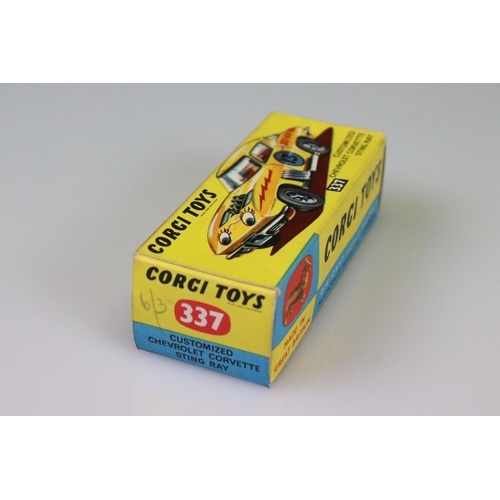 563 - Boxed Dinky 337 Customized Chevrolet Corvette Sting Ray in yellow, diecast and decals excellent, box... 