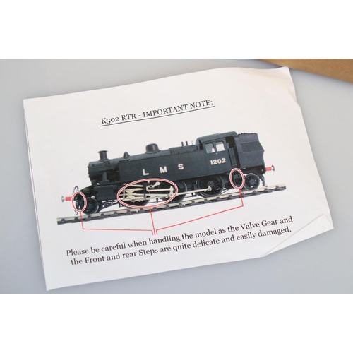 117 - Boxed DJH O gauge K302C RTR LMS Ivatt Class 2P 2-6-2t locomotive, vg