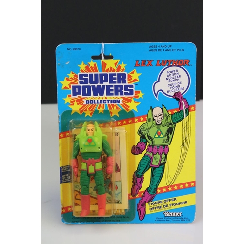 150 - Four carded Kenner Super Powers figures to include Lex Luthor, The Penguin, Brainiac and Mantis, all... 