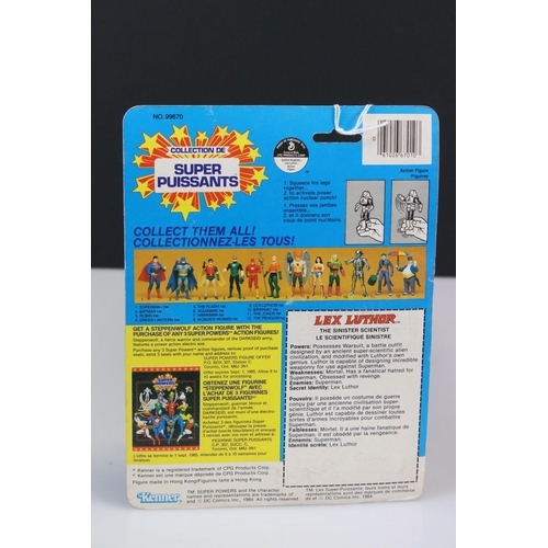 150 - Four carded Kenner Super Powers figures to include Lex Luthor, The Penguin, Brainiac and Mantis, all... 