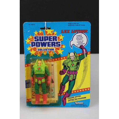 150 - Four carded Kenner Super Powers figures to include Lex Luthor, The Penguin, Brainiac and Mantis, all... 