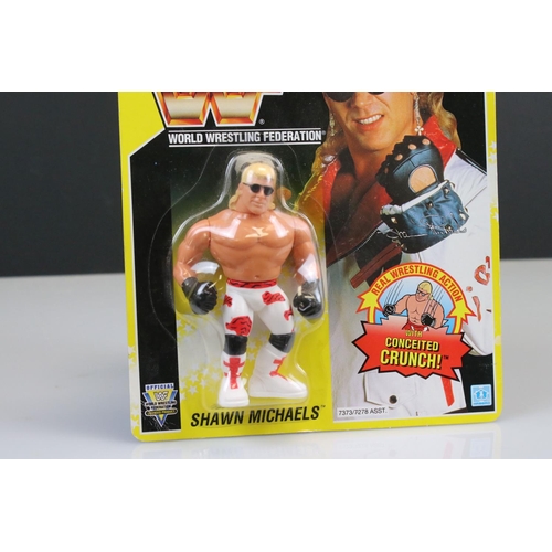 154 - WWF WWE Wrestling - Carded Hasbro WWF Shawn Michaels figure on yellow card, some creasing with price... 