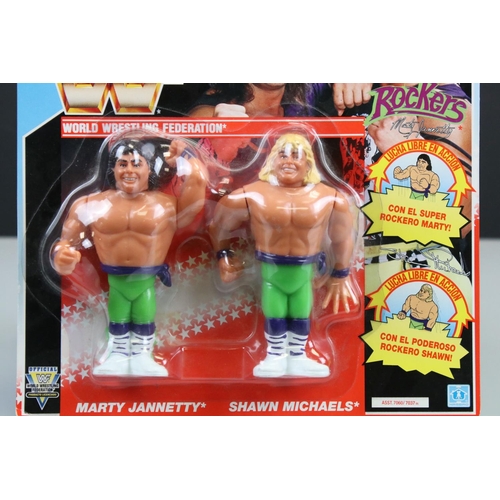 156 - WWE WWF Wrestling - Carded Hasbro The Rockers figure on Spanish card, small crease and minor corner ... 