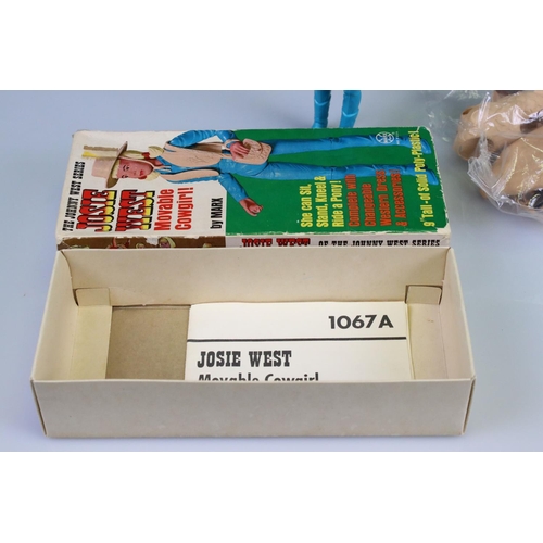 164 - Boxed Marx Johnny West Series Josie West Movable Cowgirl figure with accessories and instructions, v... 