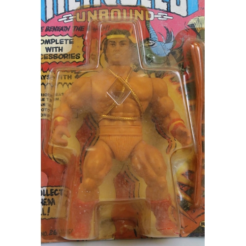 165 - Three carded DC Comics action figures to include Remco Hercules (cracked & discoloured bubble, figur... 