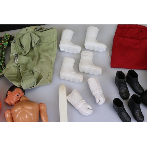 176 - Action Man - Collection of original Palitoy accessories to include figure with loose head, parachute... 