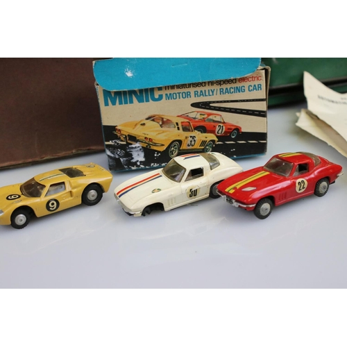 229 - Group of Triang Motor Rally / Racing Cars items to include 2 x slot cars, trackside buildings, track... 