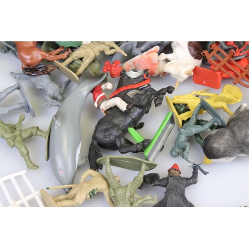 232 - Collection of plastic figures to include military, animals & farming featuring Britains Deetail, Joe... 