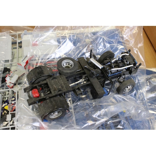 275 - Four boxed and unbuilt plastic haulage model kits to include 3 x 1:24 Italeri (Red Bull Yamaha Racin... 