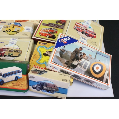 482 - Around 19 boxed Corgi diecast models to include Commercials, Fire Service, Island Transport, etc