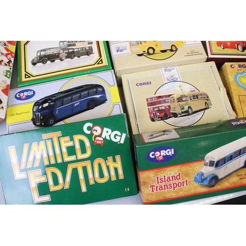 482 - Around 19 boxed Corgi diecast models to include Commercials, Fire Service, Island Transport, etc