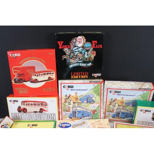 482 - Around 19 boxed Corgi diecast models to include Commercials, Fire Service, Island Transport, etc