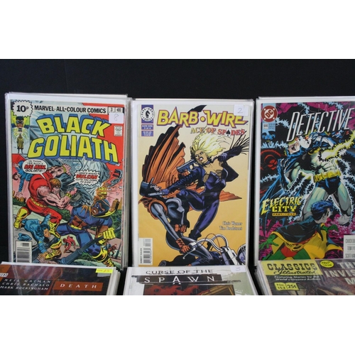 130 - Comics - 45 comics to include  Marvel Battlestar Galactica,. Marvel Black Goliath, DC Batman, Charlt... 