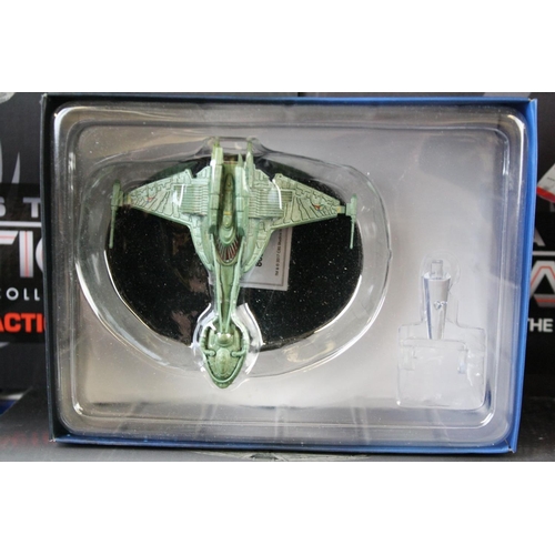 139 - Eight boxed Eaglemoss Sci Fi figures to include 3 x Battlestar Galactica and 5 x Star Trek, all exce... 