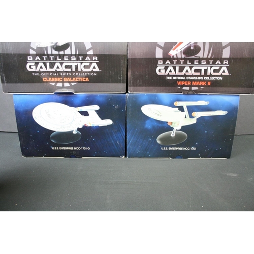 139 - Eight boxed Eaglemoss Sci Fi figures to include 3 x Battlestar Galactica and 5 x Star Trek, all exce... 