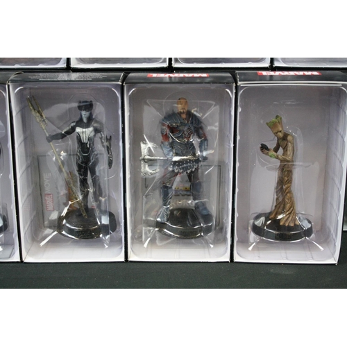 141 - 29 Boxed Marvel Eaglemoss metal figures to include Loki, Groot, Iron Man, Captain America, Nick Fury... 