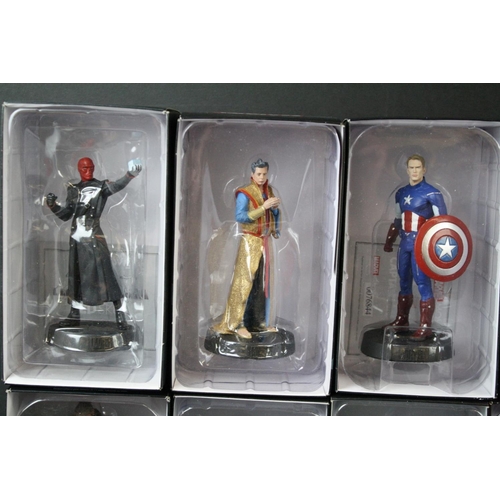 141 - 29 Boxed Marvel Eaglemoss metal figures to include Loki, Groot, Iron Man, Captain America, Nick Fury... 