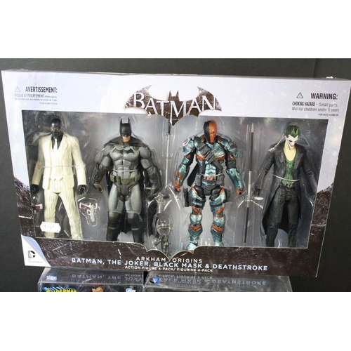 144 - Boxed DC Comics Batman Arkham Origins 4 pack figure set and 2 x boxed Kotobukiya DC Comics figures t... 