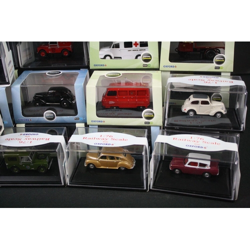 381 - Around 50 cased 1:76 Oxford Diecast models to include  Commercials, Automobile etc (vg)