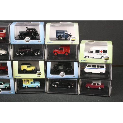 381 - Around 50 cased 1:76 Oxford Diecast models to include  Commercials, Automobile etc (vg)